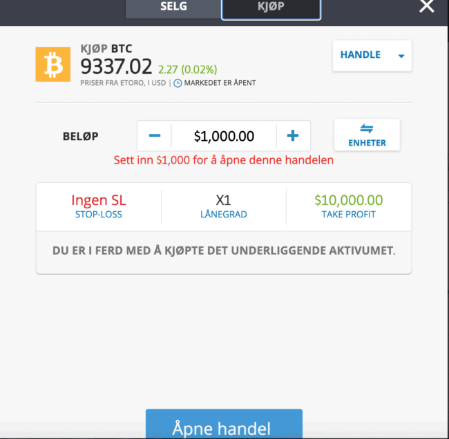 kjøp bitcoin etoro