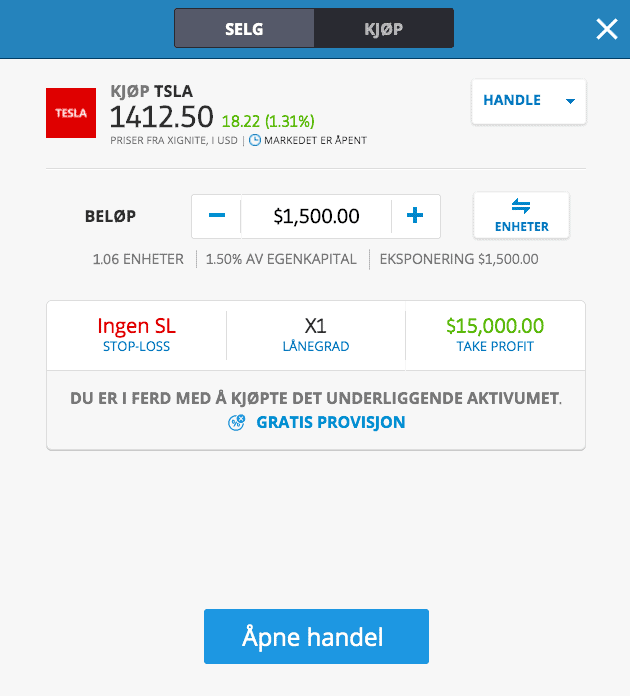 Tesla kjøp etoro