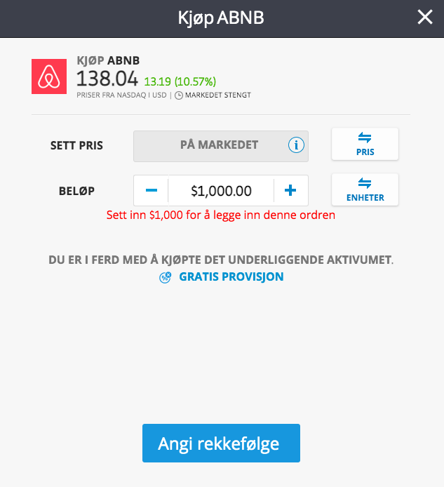 kjøp airbnb aksjer