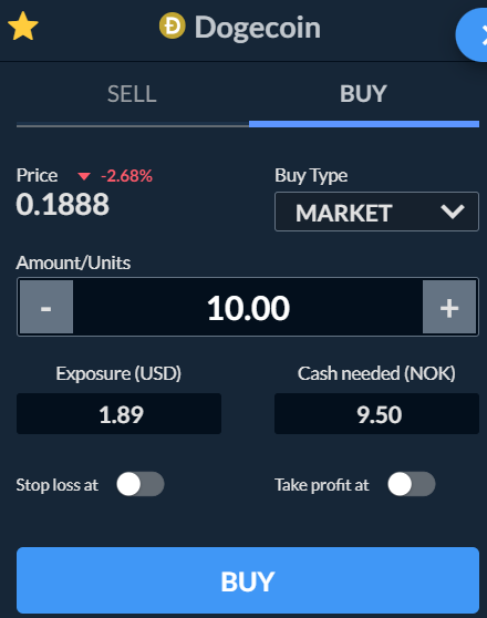 kjøp dogecoin hos skilling