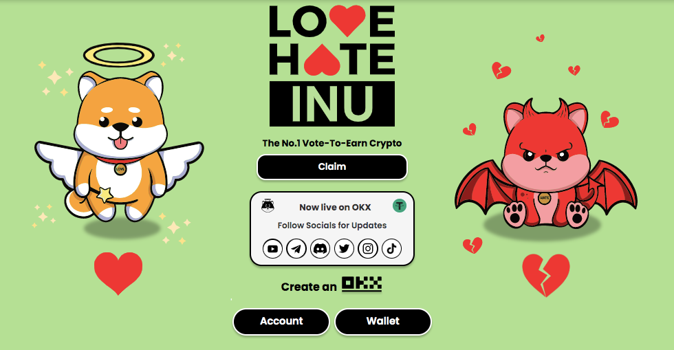 Love Hate Inu vote to earn crypto