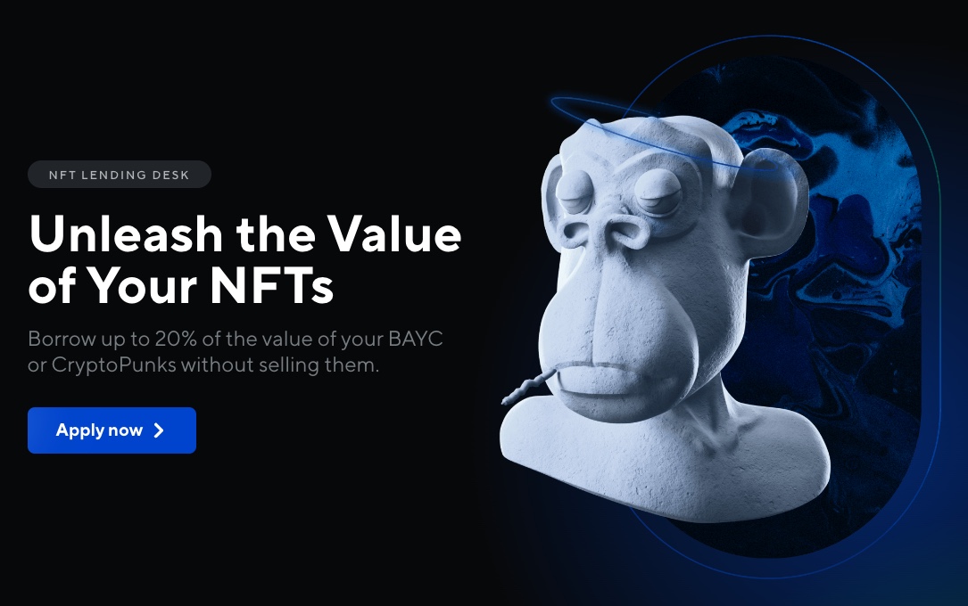 Nexo NFT marketplace nettside, hvor du kan få lån 