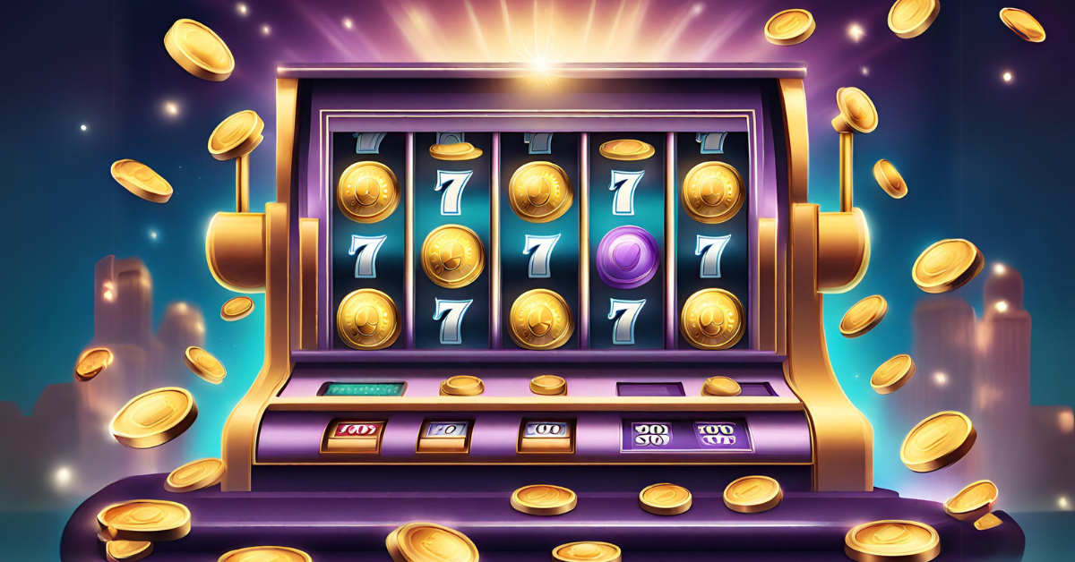 Spilleautomat med mynter og 7 tall hvor man kan vinne casino bonus