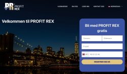profit-rex nettside med registrering
