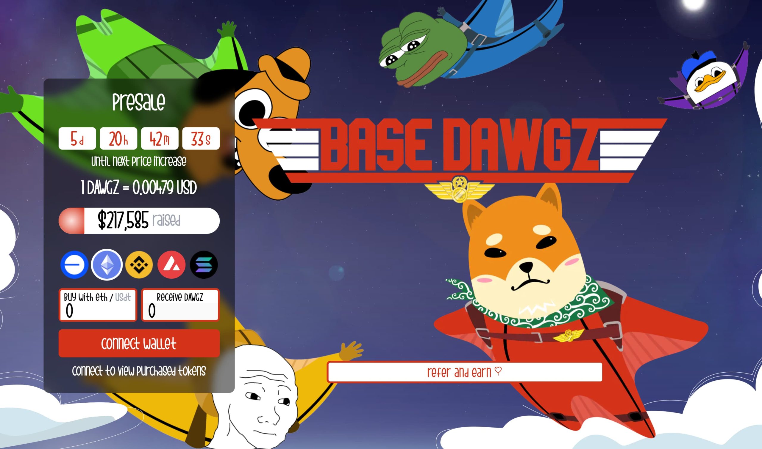 Base dawgz landing page with counter
