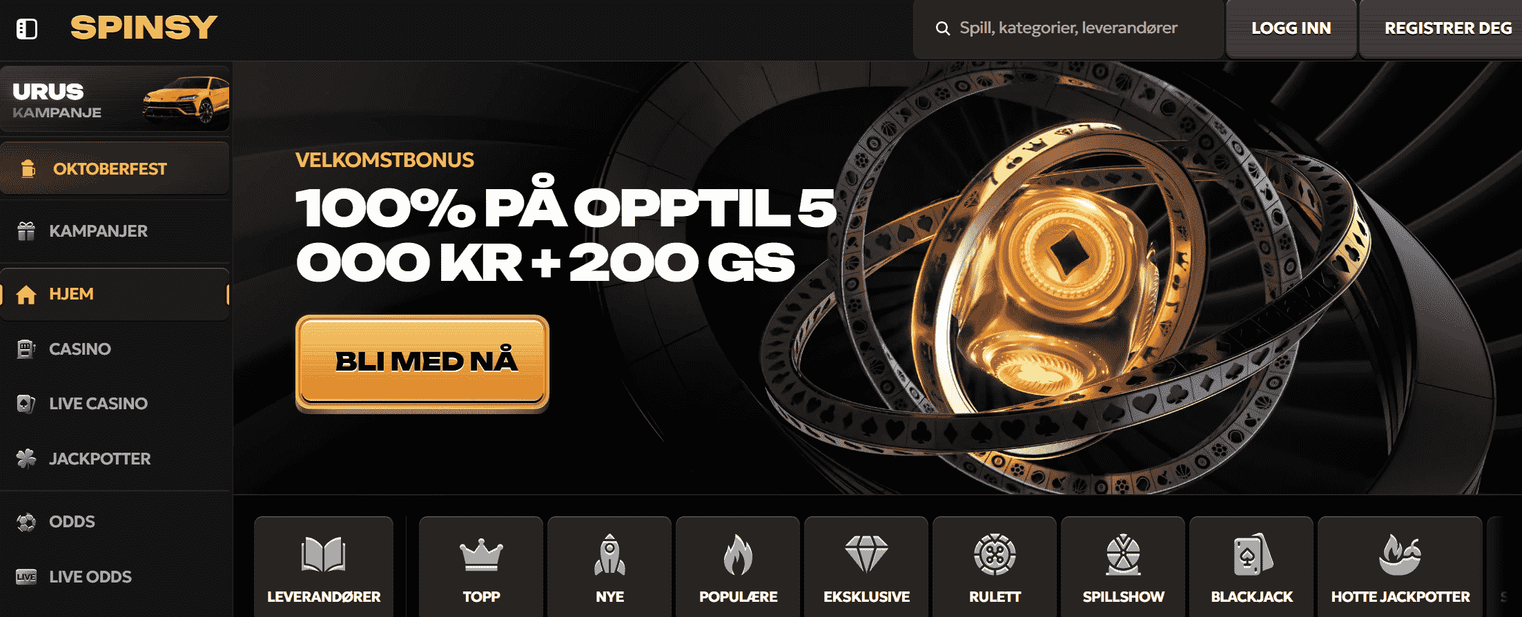 Spinsy er et online casino med mange slots