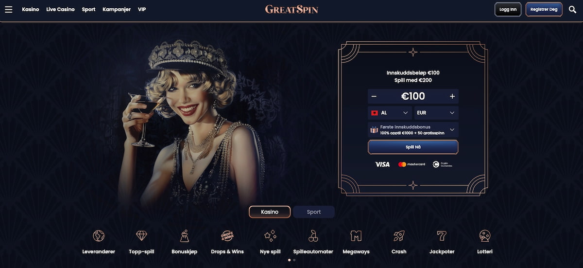 Greatspin Nettcasino Hjemmeside