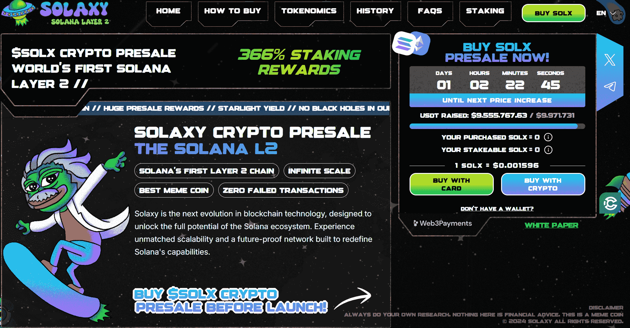 Solaxy presale samler inn over 9,5 millioner dollar. 