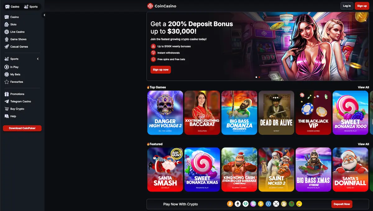 Coincasino Frontpage 1